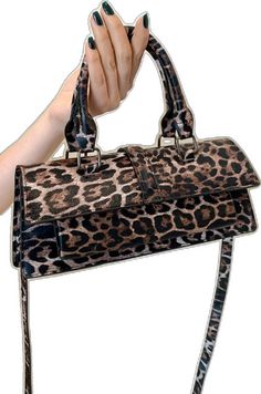 Faux Leather Bag With Top Carry Handle, Faux Leather Shoulder Bag With Top Carry Handle, Trendy Faux Leather Crossbody Baguette Bag, Fall Shoulder Bag With Hasp Closure For Shopping, Trendy Faux Leather Shoulder Bag For Fall, Trendy Rectangular Phone Bag For Fall, Trendy Leopard Print Crossbody Shoulder Bag, Trendy Rectangular Flap Bag For Fall, Trendy Faux Leather Baguette Satchel Bag