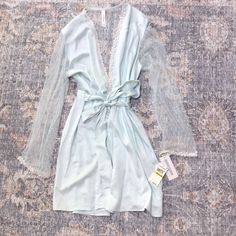 Flora Nikrooz Showstopper Robe In Sea Glass (Nwt) Size Medium *Nwt; Never Worn *Smoke Free/Pet Free Home **From Brand Description: Here Comes The Perfect Bridal Robe With Delicate Beautiful Floral Appliqus. Body: 100% Polyester Netting: 100% Nylon. Hand Wash. Imported. Style # 8061 Spring V-neck Night Robe, Light Blue V-neck Sleepwear For Spring, Chic Summer Sleepwear For Wedding Night, Chic Sleepwear For Wedding Night In Summer, Chic Summer Wedding Night Sleepwear, Sheer Spring Sleepwear, Elegant Summer Bedtime Robe, Light Blue V-neck Sleepwear For Summer, Fitted Summer Sleepwear For Wedding Night