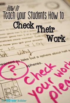 check their work with the words teach your students how to check their work on paper