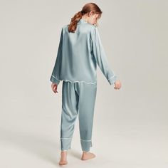 Free Shipping on orders $55+First Order 10 % OFF, CODE: DAISYSILKFREE Scrunchy or Eye Mask Gift on Orders $100+(No Code Needed) Daisysilk’s pajamas/loungewear/robe will make lazy sunday mornings a little bit more luxurious. Cut from pure mulberry silk, this two-piece has a camp collar and one patch pocket traced with traditional piping, and two side pockets for your essentials. The relaxed fit and elasticated waistband ensure the trousers won't feel restrictive when you're sleeping. Material: 10