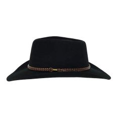 Style Number: 1153-BLK Black wool hard brimmed hat Brown and black breaided leather band Sateen lining UV protection Water resistant Crown: 4 inches Brim: 3.25 inches Black Western Hat For Outdoor, Black Flat Bill Hat For Ranch, Black Western Hat Bands With Flat Bill, Western Style Black Felt Hat For Outdoor, Western Black Felt Hat For Outdoor, Western Black Top Hat For Winter, Black Western Style Felt Hat For Outdoor, Western Style Black Top Hat For Winter, Adjustable Black Felt Hat For Outdoor