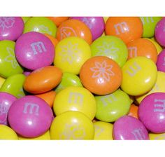 colorful candy balls with the letter m on them