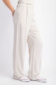 Natural Linen Pants *PRE* - STYLED BY ALX COUTUREPANTS Striped Linen Pants With Elastic Waistband, Natural Linen Pants, Trendy Fabric, Pants Large, Swimwear Sale, Striped Linen, Upgrade Your Wardrobe, Linen Pants, Natural Linen