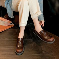 CHIKO Sawyer Round Toe Block Heels Loafers Shoes Block Heel Loafers, Loafers Shoes, Heeled Loafers, Leather Items, Loafer Shoes, Block Heels, Rubber Sole, Leather Upper, Heel Height