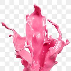 a pink liquid splashing into the air on a white background