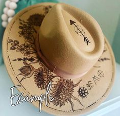 Vintage Style Hat, Felt Hats, Painted Hats, Hat Design, Fancy Hats