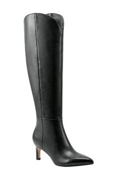 Elevate any ensemble with this impeccable over-the-knee boot fashioned with a stiletto heel and pointy toe. 2 1/4" heel 17" shaft; 14" calf circumference Inset side-zip closure Leather upper/textile and synthetic lining/synthetic sole Imported Chic Fitted Snip Toe Knee-high Boots, Chic Fitted Knee-high Boots With Snip Toe, Classic Tall Fitted Heeled Boots, Fitted Knee-high Boots With Stacked Heel And Almond Toe, Fitted Snip Toe Workwear Boots, Classic Tall Fitted Boots, Fitted Snip Toe Heeled Boots For Work, Fitted Knee-high Boots With Almond Toe And Reinforced Heel, Fitted Knee-high Boots With Snip Toe For Work