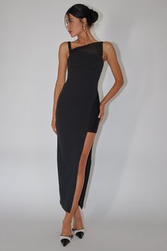 Shop the Zenya Split Ruched Midi Dress Black | Selfie Leslie Bodycon Ruched Maxi Dress For Party, Party Maxi Dress With Spaghetti Straps And Split Design, Midi Prom Dress With Ruched Back, Prom Dress With Ruched Back, Midi Length, Midi Length Prom Dress With Ruched Back, Ruched Back Midi Dress For Prom, Black Midi Dress Shoes, Summer Bodycon Dress With Side Slits, Summer Midi Dress For Night Out With Ruched Back