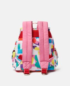 Stella Logo Pop Backpack-White-large Casual Multicolor Backpack For School, Trendy Pink Backpack For Summer, Playful Nylon Bags For Back To School, Playful Nylon Backpack, Playful Nylon Travel Bags, Casual Pink Backpack For Summer, Multicolor Casual Backpack For Back To School, Multicolor Nylon Bag With Adjustable Strap, Everyday Multicolor Backpack With Adjustable Strap