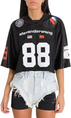 Alexander Wang Athletic Jersey Cropped Top Athletic Top, Cropped Top, Alexander Wang, Summer Collection, Black Tshirt, Varsity Jacket, Alexander, Graphic Sweatshirt, Womens Shirts