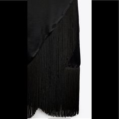 Zara Fringed Slip Dress Beautiful Chic Evening Mini Dress With Fringe, Chic Fringe Midi Dress For Evening, Elegant Cocktail Midi Dress With Fringe, Chic Black Midi Dress With Fringe, Elegant Fringe Midi Dress For Evening, Silk Fringe Evening Dresses, Elegant Silk Dress With Fringe, Evening Silk Dresses With Fringe, Silk Evening Dresses With Fringe