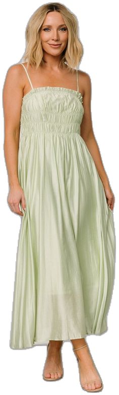 Hattie Maxi Dress | Light Sage - Baltic Born Guest Attire, Neutral Color, Neutral Colors, Pleated Skirt, Green Colors, Take A, Spaghetti Strap, Bodice, Maxi Dress