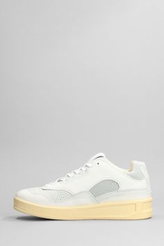 Upper, 100% bovine leather Lining, 100% bovine leather Sole, 100% rubber Spring Low-top Leather Shoes With Contrast Sole, White Leather Sneakers With Stitched Sole, Leather Sneakers With Perforations Medium Fit, Leather Sneakers With Perforations For Streetwear, Casual White Leather Shoes With Perforations, Sporty Low-top Leather Shoes With Perforated Toe Box, Modern Leather Sneakers With Perforations, Leather Sneakers For Streetwear In Spring, Leather Sneakers For Spring Streetwear