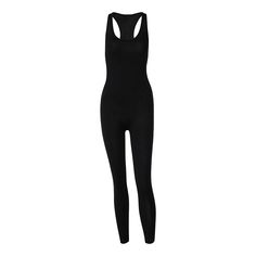 Look chic and sporty in this summer-ready Sleeveless Hollow Out Solid Bodycon Jumpsuit. Step out in stylish confidence and be a trendsetter in the gym! Sleeveless Solid Color Elastane Unitard, Sleeveless Elastane Jumpsuits And Rompers For Workout, Black Sleeveless Unitard For Yoga, Casual Black Seamless Jumpsuits And Rompers, Black Sleeveless Compressive Unitard, Black Compressive Sleeveless Unitard, Black Workout Jumpsuits And Rompers With Seamless Construction, Black Seamless Workout Jumpsuits And Rompers, Black Sleeveless Unitard For Athleisure