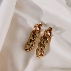 These beauties feature the classic cuban chain. Definitely a stunner sure to impress! Material: 18K Gold Plated Stainless Steel Height: 3.5cm Water Resistant, Hypoallergenic, Nickel Free Link Earrings, Cuban Chain, Earring Sale, Dress Jewelry, Chain Earrings, Gold Plated Jewelry, Cigars, Jewelry Plate, Jewelry Pieces