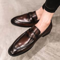 Category:Loafers  Slip-Ons; Upper Materials:Faux Leather; Season:Fall,Spring; Gender:Men's; Toe Shape:Square Toe; Style:British,Business,Casual; Outsole Materials:Rubber; Occasion:Outdoor,Daily; Closure Type:Loafer; Function:Breathable; Pattern:Solid Colored; Listing Date:04/10/2023; 2024 Trends:Leather Loafers; Foot Length:; SizeChart1_ID:2:175103; Size chart date source:Provided by Supplier.; US Size:; UK Size:14.5; EU Size:50 Brown Faux Leather Oxfords For Business, Brown Faux Leather Business Oxfords, Business Slip-on Faux Leather Shoes, Brown Pointed Toe Moccasins For Business, Brown Pointed Toe Loafers For Semi-formal Occasion, Brown Moccasins For Semi-formal Fall Occasions, Brown Semi-formal Moccasins For Fall, Brown Semi-formal Fall Moccasins, Formal Round Toe Faux Leather Loafers