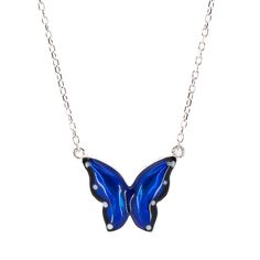 Sapphire Necklace With Adjustable Chain, Blue Clavicle Chain Jewelry For Formal Occasions, Formal Blue Clavicle Chain Jewelry, Royal Blue Fine Jewelry As Gift, Royal Blue Fine Jewelry For Gifts, Formal Royal Blue Sterling Silver Jewelry, Sapphire Pendant Jewelry With Clavicle Chain, Blue Clavicle Chain Fine Jewelry, Luxury Sterling Silver Butterfly Necklace As A Gift