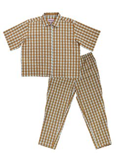 Mosey Me Pyjama Set - Honey/Blue Seersucker on Garmentory Boxy Shirt, Me Design, Sleep Well, Matching Pants, Sleepwear & Loungewear, Sleepwear Robe, Pyjama Set, Drawstring Waistband, Online Accessories