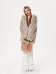 Hooded Plush Fur Coat – LATENITEX Outfit Inspo Y2k, Cool References, Faux Fur Hooded Coat, Hooded Faux, Grunge Fairy, Kpop Style, Pastel Hues, Soft Grunge, Fairy Grunge