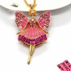 Condition: 100% Brand New Quantity: 1 Pc Chain Length: 27.5 Inches Pendant: 4.1cm x 6.5cm 1 Inch=2.54 cm New Fashion Pink Crystal Ballet Girl Fairy Angel Wing Pendant Sweater Necklace Condition: 100% Brand New Quantity: 1 Pc Chain Length: 27.5 Inches Pendant: 4.1cm x 6.5cm 1 Inch=2.54 cm PaymentShippingReturnsAbout usContact us Payment I only support paypal payment. Hope to receive your payment within 5 days. Shipping Items will be shipped within 1 business days after the payment clearing from HongKong Post Office .. Items were sent out before14:00 CTTevery working day(Monday-Saturday)as soon as you pay for it at that day.It usually takes15working days-30 daysto arrive. Note：7-14days to USA with Tracking number Country Deliver Time Working days ( not including holiday) 5-7 8-14 15-18 19-22 Pink Alloy Jewelry Gift, Pink Alloy Necklace For Party, Pink Alloy Party Necklace, Pink Alloy Necklaces For Valentine's Day, Pink Crystal Necklaces With Adjustable Chain As A Gift, Pink Crystal Dangle Necklaces, Diy Crochet Jewelry, Pink Pendant Necklace With Butterfly Charm, Pink Butterfly Charm Pendant Jewelry