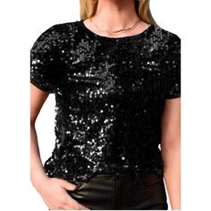 Elevate your style with the Anna-Kaci Glitter Sequin Tops, a dazzling blend of glamour and comfort. Crafted from lightweight 100% polyester fabric with a hint of stretch, this short-sleeve sparkly binding shirt blouse features an all-over sequin design and a soft full lining for lasting comfort. The durably stitched sequins ensure longevity, making it an ideal choice for various occasions. Stand out from the crowd with this glittering tunic top, perfect for parties, concerts, or any dressy event Top Over Shirt, Sparkly Sequin Top, Glitter Shirt, Sparkly Top, Tops Short Sleeve, Style T Shirt, Sequin Top, Morganite, Short Sleeve Blouse