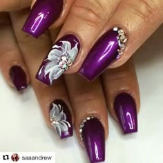 Elegant Nail Designs, Classy Nail Designs, Fancy Nails Designs, Purple Nail, Pretty Nail Art Designs