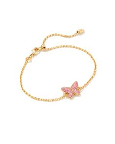 Gold And Pink Bracelet, Preppy Jewelry, Butterfly Bracelet, Spock, Pink Jewelry, Butterfly Jewelry, Girly Jewelry, White Crystal, Pink Bracelet