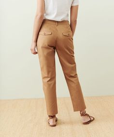 Twill Trouser Tan Jenni Kayne, Twill Pants, High Rise Pants, Italian Fabric, Spring Style, Cotton Pants, Get Dressed, Stretch Cotton, Front Zipper