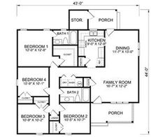 the floor plan for a two story house with 3 bedroom and 2 bath areas,