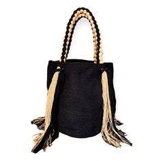 Best Summer Tote Beach Bag | Trending Summer Black Tote Bag with Tassels | Colorful 4U Perissa Beach, Tote Beach Bag, Summer Tote Bags, Boho Chic Style, Summer Tote, Fashion Tote Bag, Tassel Bag, Braided Strap, Sand Beige