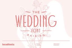 the wedding font is displayed on a pink background