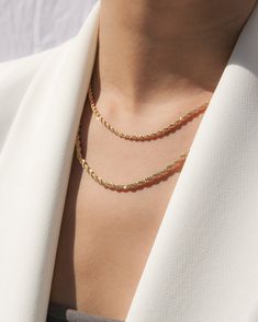 14k Gold Plated over Sterling Silver 3mm, Made in Italy, hypoallergenic and nickel free Elegant Beaded Link Chain Necklace, Elegant Beaded Chain Link Necklace, Beaded Chain Necklace For Everyday, Double Strand Beaded Chain Necklace, Timeless Luxury, Rope Chain, Chain Necklace, Gold Necklace, Gold Plate