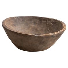 an old wooden bowl on a white background