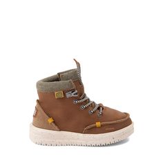 Hey Dude Bradley Boot - Toddler - Walnut | Journeys Kidz Toddler Shoes Boots, Toddler Boy Outfits Country, Baby Dudes Shoes, Baby Hey Dudes Shoes, Cow Boy Boots Little Boy, Hey Dude Baby Shoes, Toddler Duck Boots, Toddler Tan Boots, Boys Khaki Pants