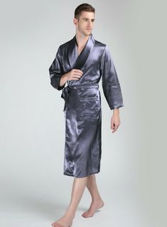 30MM 100% Pure Mulberry Silk Robe Material: 30MM 100% silk charmuese Colors:  Black, Navy, Wine, Grey, Dark grey (Other colors are available, please contact us if necessary.) Size:   S, M, L, XL Size      Bust          Length        S     44 .8" /114cm     44.8”/114cm        M     46.4" /118cm    45.6”/116cm     L     48.8"/124cm    46.4”/118cm    XL     51.1"/130cm    47.2”/120cm Shipping We offer different shipping service,  SpeedPAK shipping to USA and some countries takes approx 14 days, eco Groomsman Robes, Mens Silk Robe, Long Silk Robe, Robe For Men, Mens Silk Pajamas, Silk Bathrobe, Silk Loungewear, Silk Robe Long, Robe Silk