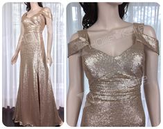 a dress with gold sequins on it and an image of a mannequin