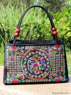 BagForLove - 2023 Embroidered Canvas Womens Handbag - Elegant and Trendy Plants Crochet, Fabric Plants, Womens Handbag, Embroidered Canvas, Embroidery Bags, Flower Bag, Embroidered Bag, Word Wrap, Canvas Handbags