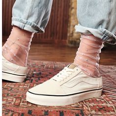 New Free People Crystal Sky Tulle Socks Color: Bubblegum Pink Socks With Flats, Sheer Socks Outfit, Red Pantyhose, Tulle Socks, Hexagon Sunglasses, Velvet Socks, Mesh Socks, Sheer Socks, Sock Outfits