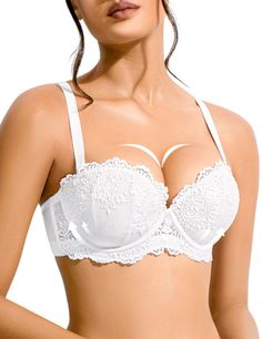 PRICES MAY VARY. Multiple Ways to Wear: Our strapless convertible mutiway bra offers endless possibilities when it comes to styling. With removable and adjustable straps, you can wear it as a traditional bra, a halter neck, crisscross, one-shoulder, or even go strapless. This versatility makes it the perfect choice for a wide range of outfits and occasions. Unmatched Lift and Support: Our push-up padded underwire bras are specially designed to lift and support your bust, enhancing your curves li Strapless Bra Wedding, Wedding Strapless Bra, Luxury Romantic Bra With Removable Pads, Bras For Wedding Dresses, Date Fits, Clear Strap Bra, Push Up Strapless Bra, Bridal Bra, Underwire Bras