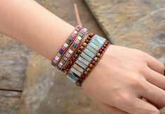 These bohemian handmade statement Bracelet Is beautifully accentuated with natural stones . The striking color combination creates a truly outstanding piece that can be worn day to night . These bohemian style Bracelets are never out-of-date and always gives you a fashion and unique look. Why wait? Get yours now!!   Please note that all the pieces are crafted by hand and one-of-a-kind, and may therefore vary slightly in size, shape, and color.  Making It Unique Just like You This Bohemian Multicolor Bracelet Strap Jewelry, Bohemian Wrap Bracelet With Natural Stones, Bohemian Bracelets With Natural Stones, Handmade Multicolor Bohemian Crystal Bracelet, Bohemian Handmade Multicolor Crystal Bracelet, Bohemian Multicolor Bracelets With Natural Stones, Bohemian Cuff Bracelet With Natural Stones For Healing, Bohemian Multicolor Natural Stone Bracelets, Bohemian Wrap Bracelet As A Gift