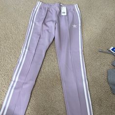 Adidas Purple/Lavender Training Pants Size Small Nwt Adorable Color Purple Sweatpants With Pockets For Spring, Purple Cotton Sweatpants For Spring, Spring Purple Sweatpants With Pockets, Casual Fitted Lavender Pants, Lavender Pants For Spring Loungewear, Spring Lavender Loungewear Pants, Spring Lavender Lounge Pants, Adidas Stretch Sweatpants For Spring, Fitted Casual Lavender Bottoms