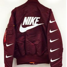 Nike Black Bomber Jacket Maroon Jacket, Blouson Jacket, Nike Slides, Nike Free Run, Purple Jacket, Flight Jacket, Nike Roshe