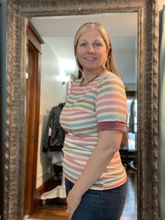 A sweet and comfortable tee for a not so simple look. Simple Look, Stripe Tee, Curvy Plus Size, Eco Friendly Fabric, Striped Tee, A Woman, Fashion Blogger, Plus Size, Boutique