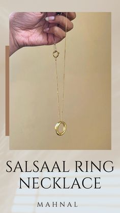 A Salsaal Major Ring sits as the centerpiece of this elegant necklace. Designed to look like an ancient treasure unearthed and found again.Sister style to the Salsaal Collection. Spiritual Open Ring Jewelry For Formal Occasions, Yellow Gold Open Ring Jewelry In Brass, Gold Brass Ring Jewelry, Heirloom Brass Open Ring Jewelry, Gold Brass Ring, Metal Jewelry With Adjustable Chain And Open Ring Shape, Timeless Brass Open Ring Jewelry, Anniversary Brass Jewelry With Open Ring, Yellow Gold Wedding Pendant Jewelry