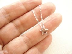 "This dainty and delicate star necklace is perfect for your everyday, birthday, best friends and someone special! * I ship in 1- 3 days in a gift box from California * Chain: Gold, Silver or Rose gold plated over brass * Star Pendant: Gold, Silver or Rose gold plated over brass, 8 mm {Custom - Extra long Chain} If you would like a longer chain (20\" to 34\"), please add this in your cart after select any necklace length. https://www.etsy.com/listing/614040250/extra-long-chaingold-silver-or-rose- Minimalist Star Charm Necklace For Gift, Minimalist Star Charm Necklace As Gift, Simple Star Charm Jewelry Gift, Dainty Charm Necklaces For Birthday, Dainty Star-shaped Rose Gold Jewelry, Dainty Rose Gold Jewelry With Star Charm, Simple Star-shaped Jewelry With Star Charm, Tiny Star Shaped Jewelry Gift, Dainty Star-shaped Necklace For Gift