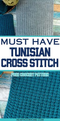 two crocheted afghans with text that reads must have tunisan cross stitch free crochet pattern