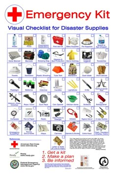 an emergency kit is shown in this poster