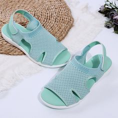 Summer Vacation Non-slip Jelly Sandals, Light Blue Round Toe Sandals For Summer, Breathable Closed Toe Sandals For Vacation, Light Blue Sandals With Round Toe For Beach, Light Blue Round Toe Sandals For Beach, Closed Toe Breathable Sandals For Vacation, Non-slip Slingback Sandals For Summer Vacation, Blue Breathable Sandals For Spring, Non-slip Sport Sandals For Beach Season