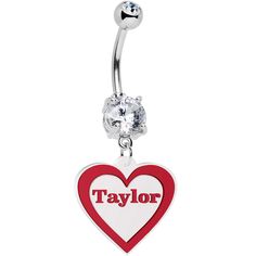 Product Details Take your holiday spirit and gift giving to the next level when you personalize this red and white Valentine's day heart belly ring. This personalized belly ring is made with a 14 gauge surgical grade stainless steel curved barbell and features a festive red and white Valentine's heart dangle charm that can fit your personal message (up to six characters). Custom navel jewelry is a unique gift idea that preserves the initials or short message that is special to you or someone you Silver Belly Rings For Valentine's Day, Valentine's Day Gift Silver Belly Rings, Personalized Red Stainless Steel Jewelry, Valentines Day Heart, Navel Jewelry, Dangle Belly Rings, Short Messages, Short Message, Ring Sale