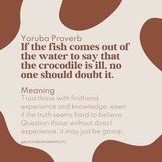 a brown and white poster with the words, youtubb prove if the fish comes out of the water to say that the crocodile is still no one should do it